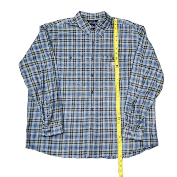 Carhartt Shirt Mens 2XL Blue Yellow Rugged Flex Relaxed Fit Stretch Button-Up - Picture 3 of 6